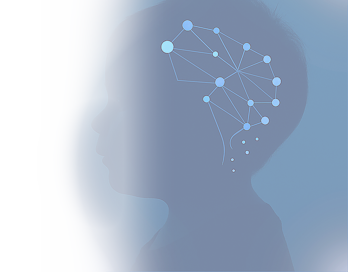 Side profile of a child with neural nodes.